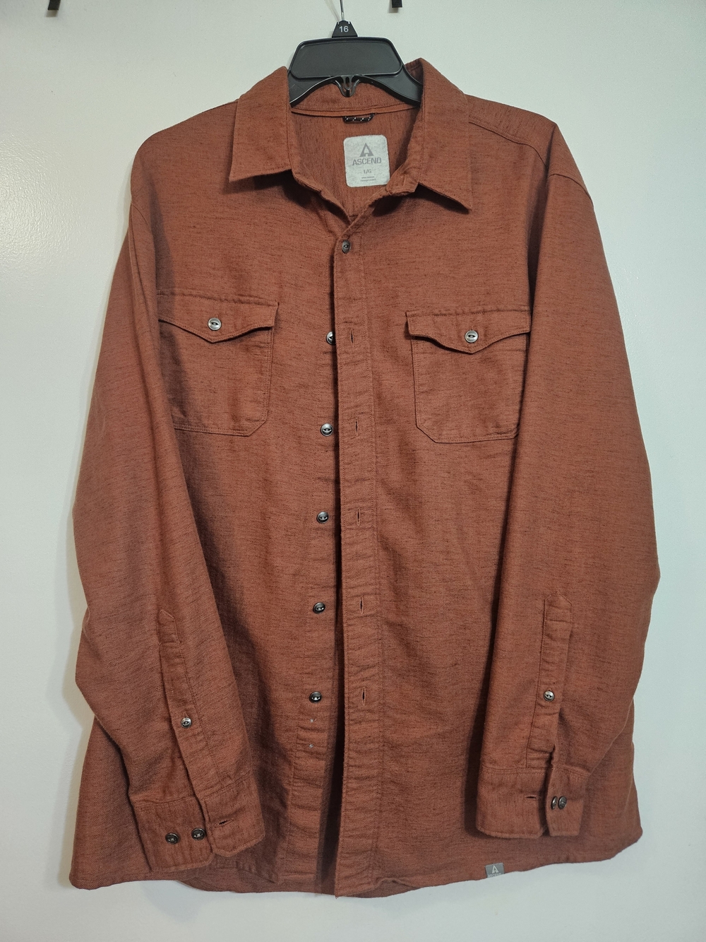 Ascend Men's Button-Front Shirt Jacket in Rust